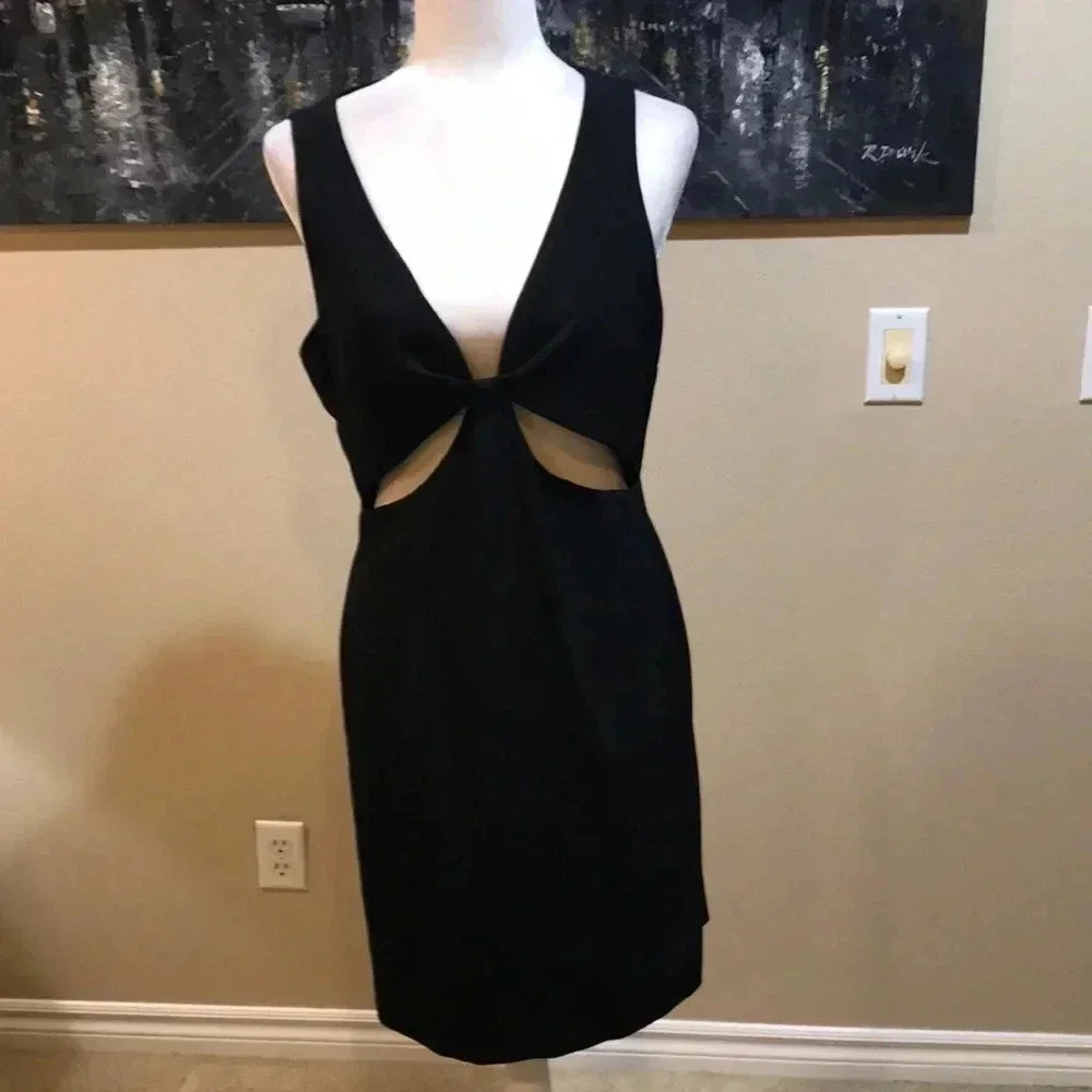 Forever 21 Cutout Little Black Dress with Cut Out at Waist Zipper Back-Size L